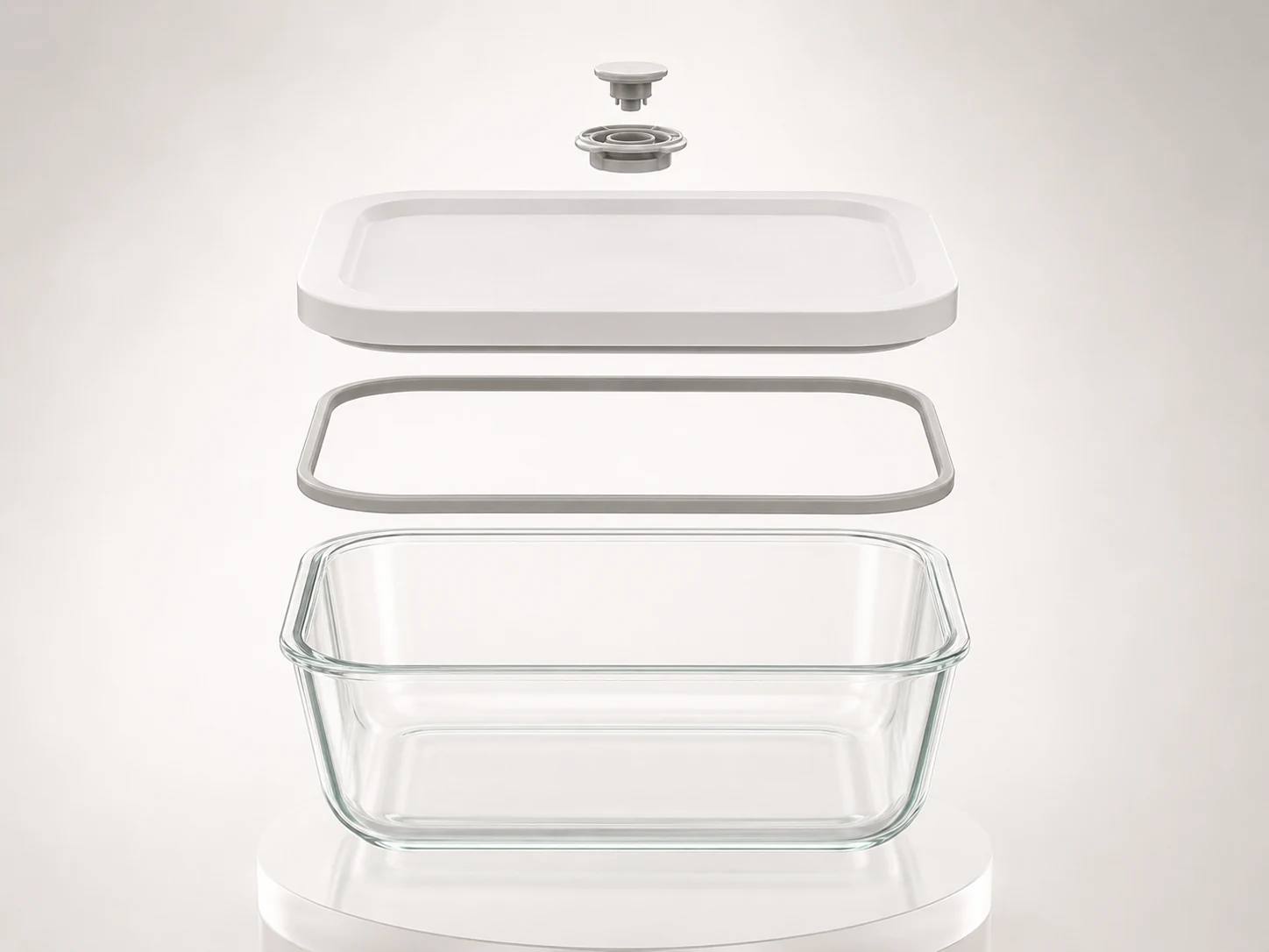 Exploded structure view of the silicone-coated borosilicate glass food container