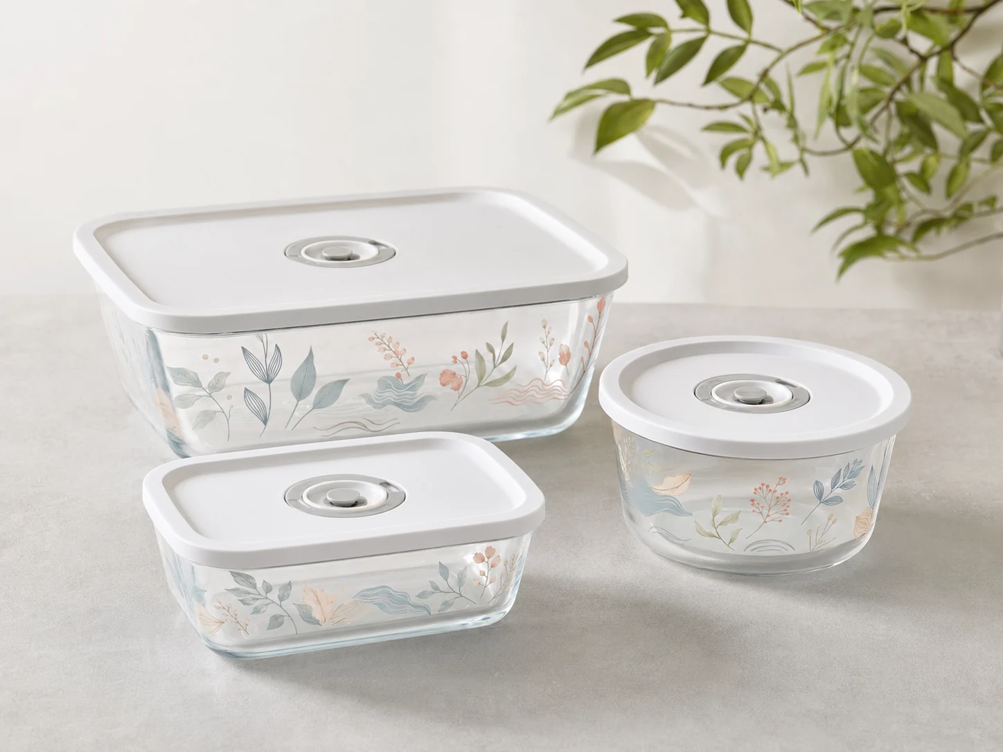 Water-transfer printed silicone-coated glass food containers