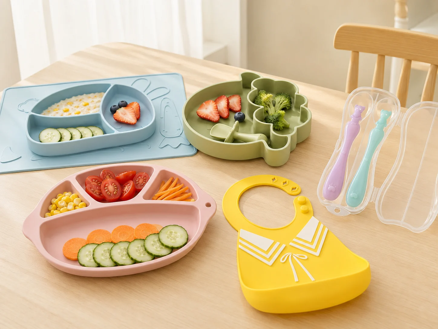 Baby and kids silicone feeding products